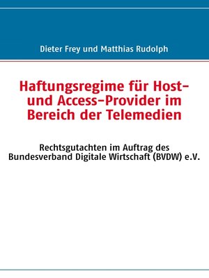 cover image of Haftungsregime für Host- und Access-Provider im Bereich der Telemedien